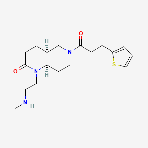 molecular formula C18H27N3O2S B5436584 rel-(4aS,8aR)-1-[2-(methylamino)ethyl]-6-[3-(2-thienyl)propanoyl]octahydro-1,6-naphthyridin-2(1H)-one hydrochloride 