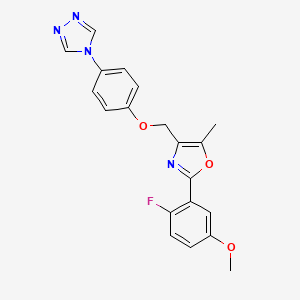 molecular formula C20H17FN4O3 B5436640 4-(4-{[2-(2-fluoro-5-methoxyphenyl)-5-methyl-1,3-oxazol-4-yl]methoxy}phenyl)-4H-1,2,4-triazole 