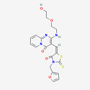 molecular formula C21H20N4O5S2 B5436756 3-{[3-(2-furylmethyl)-4-oxo-2-thioxo-1,3-thiazolidin-5-ylidene]methyl}-2-{[2-(2-hydroxyethoxy)ethyl]amino}-4H-pyrido[1,2-a]pyrimidin-4-one 