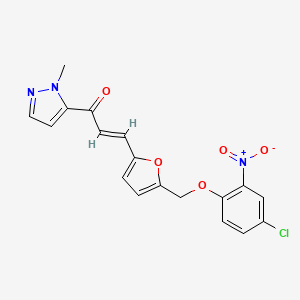 molecular formula C18H14ClN3O5 B5436766 3-{5-[(4-chloro-2-nitrophenoxy)methyl]-2-furyl}-1-(1-methyl-1H-pyrazol-5-yl)-2-propen-1-one 