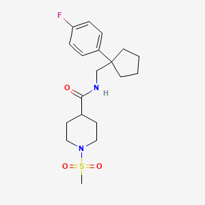 molecular formula C19H27FN2O3S B5436821 N-{[1-(4-fluorophenyl)cyclopentyl]methyl}-1-(methylsulfonyl)-4-piperidinecarboxamide 