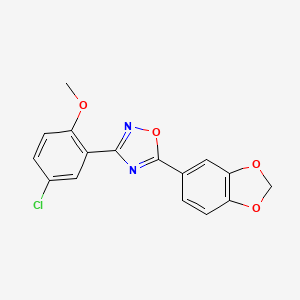 molecular formula C16H11ClN2O4 B5436834 5-(1,3-benzodioxol-5-yl)-3-(5-chloro-2-methoxyphenyl)-1,2,4-oxadiazole 