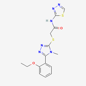 molecular formula C15H16N6O2S2 B5436911 2-{[5-(2-ethoxyphenyl)-4-methyl-4H-1,2,4-triazol-3-yl]thio}-N-1,3,4-thiadiazol-2-ylacetamide 