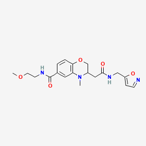 molecular formula C19H24N4O5 B5437056 3-{2-[(isoxazol-5-ylmethyl)amino]-2-oxoethyl}-N-(2-methoxyethyl)-4-methyl-3,4-dihydro-2H-1,4-benzoxazine-6-carboxamide 