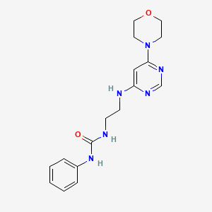 molecular formula C17H22N6O2 B5437131 N-(2-{[6-(4-morpholinyl)-4-pyrimidinyl]amino}ethyl)-N'-phenylurea 