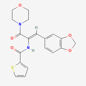 molecular formula C19H18N2O5S B5437340 N-[2-(1,3-benzodioxol-5-yl)-1-(4-morpholinylcarbonyl)vinyl]-2-thiophenecarboxamide 