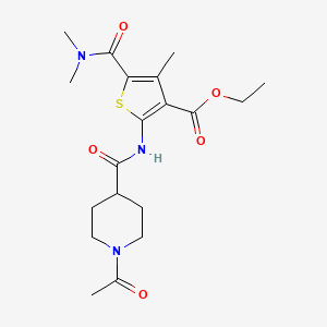 molecular formula C19H27N3O5S B5437390 ethyl 2-{[(1-acetyl-4-piperidinyl)carbonyl]amino}-5-[(dimethylamino)carbonyl]-4-methyl-3-thiophenecarboxylate 