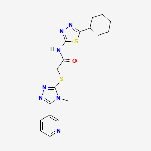 molecular formula C18H21N7OS2 B5437429 N-(5-cyclohexyl-1,3,4-thiadiazol-2-yl)-2-{[4-methyl-5-(3-pyridinyl)-4H-1,2,4-triazol-3-yl]thio}acetamide 