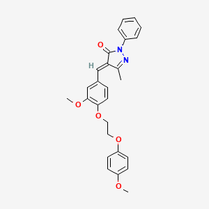 molecular formula C27H26N2O5 B5437492 4-{3-methoxy-4-[2-(4-methoxyphenoxy)ethoxy]benzylidene}-5-methyl-2-phenyl-2,4-dihydro-3H-pyrazol-3-one 