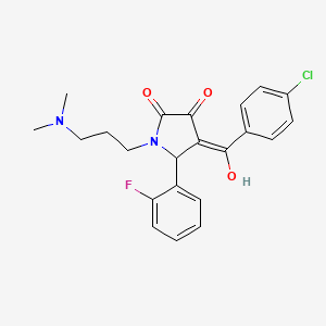 molecular formula C22H22ClFN2O3 B5437540 4-(4-chlorobenzoyl)-1-[3-(dimethylamino)propyl]-5-(2-fluorophenyl)-3-hydroxy-1,5-dihydro-2H-pyrrol-2-one 