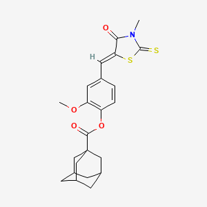 molecular formula C23H25NO4S2 B5437549 2-methoxy-4-[(3-methyl-4-oxo-2-thioxo-1,3-thiazolidin-5-ylidene)methyl]phenyl 1-adamantanecarboxylate 