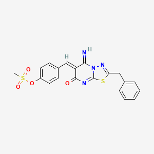 molecular formula C20H16N4O4S2 B5437575 4-[(2-benzyl-5-imino-7-oxo-5H-[1,3,4]thiadiazolo[3,2-a]pyrimidin-6(7H)-ylidene)methyl]phenyl methanesulfonate 