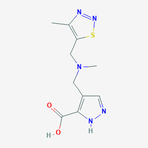 molecular formula C10H13N5O2S B5437594 4-({methyl[(4-methyl-1,2,3-thiadiazol-5-yl)methyl]amino}methyl)-1H-pyrazole-3-carboxylic acid 