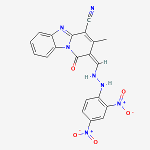 2-[2-(2,4-dinitrophenyl)carbonohydrazonoyl]-1-hydroxy-3-methylpyrido[1,2-a]benzimidazole-4-carbonitrile