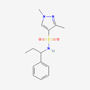 1,3-dimethyl-N-(1-phenylpropyl)-1H-pyrazole-4-sulfonamide