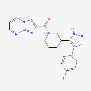 molecular formula C21H19FN6O B5437676 2-({3-[4-(4-fluorophenyl)-1H-pyrazol-5-yl]piperidin-1-yl}carbonyl)imidazo[1,2-a]pyrimidine 