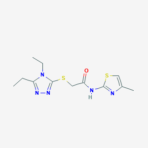 molecular formula C12H17N5OS2 B5437756 2-[(4,5-diethyl-4H-1,2,4-triazol-3-yl)thio]-N-(4-methyl-1,3-thiazol-2-yl)acetamide 