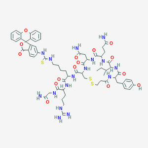 molecular formula C65H82N16O15S3 B054378 Vasotocin, 1-deamino-lys(7)-(fluorescein)-arg(8)- CAS No. 124924-34-1