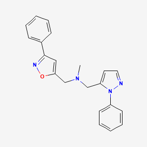 molecular formula C21H20N4O B5437826 N-methyl-1-(3-phenyl-5-isoxazolyl)-N-[(1-phenyl-1H-pyrazol-5-yl)methyl]methanamine 