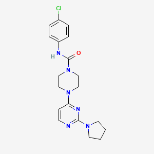 molecular formula C19H23ClN6O B5437934 N-(4-chlorophenyl)-4-[2-(1-pyrrolidinyl)-4-pyrimidinyl]-1-piperazinecarboxamide 