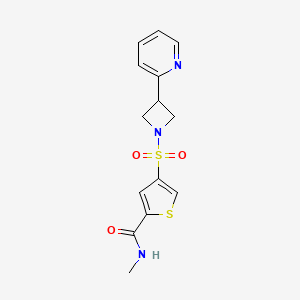 molecular formula C14H15N3O3S2 B5437964 N-methyl-4-{[3-(2-pyridinyl)-1-azetidinyl]sulfonyl}-2-thiophenecarboxamide 