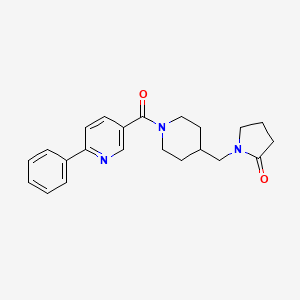 molecular formula C22H25N3O2 B5437978 1-({1-[(6-phenylpyridin-3-yl)carbonyl]piperidin-4-yl}methyl)pyrrolidin-2-one 