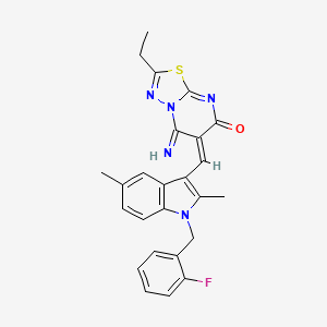 2-ethyl-6-{[1-(2-fluorobenzyl)-2,5-dimethyl-1H-indol-3-yl]methylene}-5-imino-5,6-dihydro-7H-[1,3,4]thiadiazolo[3,2-a]pyrimidin-7-one