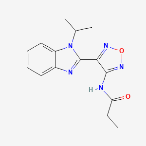 molecular formula C15H17N5O2 B5438004 N-[4-(1-isopropyl-1H-benzimidazol-2-yl)-1,2,5-oxadiazol-3-yl]propanamide 