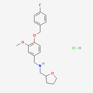 molecular formula C20H25ClFNO3 B5438038 {4-[(4-fluorobenzyl)oxy]-3-methoxybenzyl}(tetrahydro-2-furanylmethyl)amine hydrochloride 