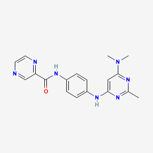 N-(4-{[6-(dimethylamino)-2-methyl-4-pyrimidinyl]amino}phenyl)-2-pyrazinecarboxamide