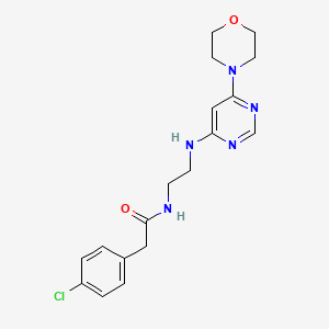 molecular formula C18H22ClN5O2 B5438044 2-(4-chlorophenyl)-N-(2-{[6-(4-morpholinyl)-4-pyrimidinyl]amino}ethyl)acetamide 