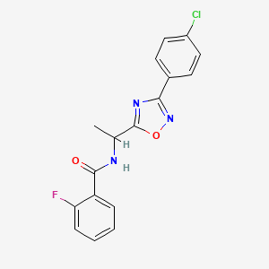 molecular formula C17H13ClFN3O2 B5438075 N-{1-[3-(4-chlorophenyl)-1,2,4-oxadiazol-5-yl]ethyl}-2-fluorobenzamide 