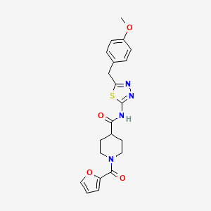 molecular formula C21H22N4O4S B5438078 1-(2-furoyl)-N-[5-(4-methoxybenzyl)-1,3,4-thiadiazol-2-yl]piperidine-4-carboxamide 