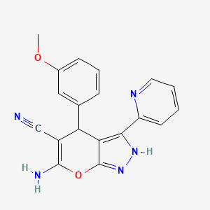 molecular formula C19H15N5O2 B5438104 6-amino-4-(3-methoxyphenyl)-3-pyridin-2-yl-1,4-dihydropyrano[2,3-c]pyrazole-5-carbonitrile 