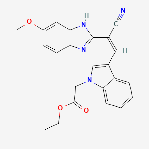 molecular formula C23H20N4O3 B5438143 ethyl {3-[2-cyano-2-(5-methoxy-1H-benzimidazol-2-yl)vinyl]-1H-indol-1-yl}acetate 