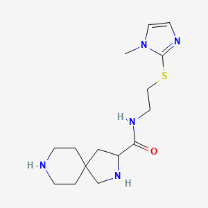 molecular formula C15H25N5OS B5438307 N-{2-[(1-methyl-1H-imidazol-2-yl)thio]ethyl}-2,8-diazaspiro[4.5]decane-3-carboxamide dihydrochloride 