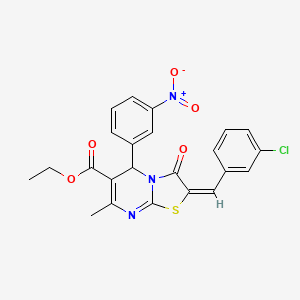 ethyl 2-(3-chlorobenzylidene)-7-methyl-5-(3-nitrophenyl)-3-oxo-2,3-dihydro-5H-[1,3]thiazolo[3,2-a]pyrimidine-6-carboxylate