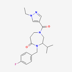 molecular formula C21H27FN4O2 B5438449 1-[(1-ethyl-1H-pyrazol-4-yl)carbonyl]-4-(4-fluorobenzyl)-3-isopropyl-1,4-diazepan-5-one 