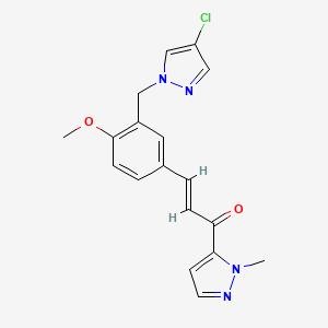 molecular formula C18H17ClN4O2 B5438465 3-{3-[(4-chloro-1H-pyrazol-1-yl)methyl]-4-methoxyphenyl}-1-(1-methyl-1H-pyrazol-5-yl)-2-propen-1-one 