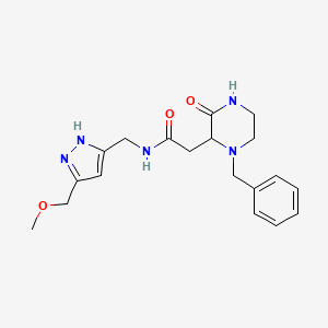 molecular formula C19H25N5O3 B5438515 2-(1-benzyl-3-oxo-2-piperazinyl)-N-{[5-(methoxymethyl)-1H-pyrazol-3-yl]methyl}acetamide 