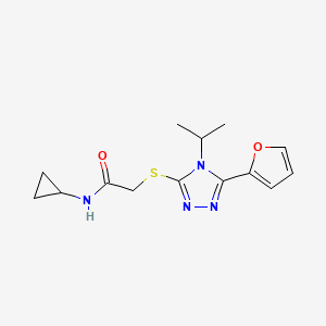 molecular formula C14H18N4O2S B5438553 N-cyclopropyl-2-{[5-(2-furyl)-4-isopropyl-4H-1,2,4-triazol-3-yl]thio}acetamide 