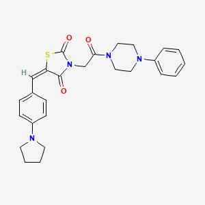 molecular formula C26H28N4O3S B5438564 3-[2-oxo-2-(4-phenyl-1-piperazinyl)ethyl]-5-[4-(1-pyrrolidinyl)benzylidene]-1,3-thiazolidine-2,4-dione 