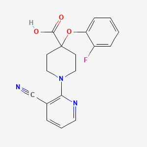 molecular formula C18H16FN3O3 B5438648 1-(3-cyanopyridin-2-yl)-4-(2-fluorophenoxy)piperidine-4-carboxylic acid 