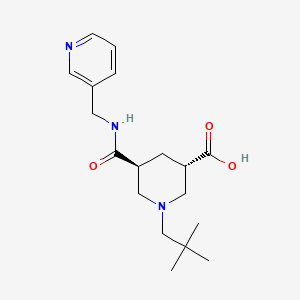 molecular formula C18H27N3O3 B5438696 (3S*,5S*)-1-(2,2-dimethylpropyl)-5-{[(3-pyridinylmethyl)amino]carbonyl}-3-piperidinecarboxylic acid 