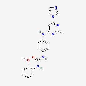 molecular formula C22H21N7O2 B5438715 N-(4-{[6-(1H-imidazol-1-yl)-2-methyl-4-pyrimidinyl]amino}phenyl)-N'-(2-methoxyphenyl)urea 