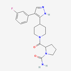 2-({4-[4-(3-fluorophenyl)-1H-pyrazol-5-yl]piperidin-1-yl}carbonyl)pyrrolidine-1-carboxamide