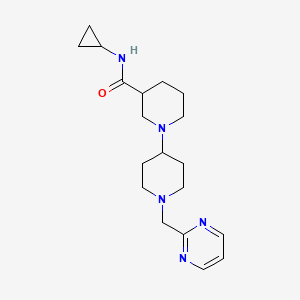 molecular formula C19H29N5O B5438860 N-cyclopropyl-1'-(pyrimidin-2-ylmethyl)-1,4'-bipiperidine-3-carboxamide 