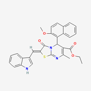 ethyl 2-(1H-indol-3-ylmethylene)-5-(2-methoxy-1-naphthyl)-7-methyl-3-oxo-2,3-dihydro-5H-[1,3]thiazolo[3,2-a]pyrimidine-6-carboxylate