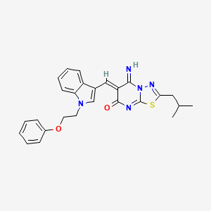 molecular formula C26H25N5O2S B5439000 5-imino-2-isobutyl-6-{[1-(2-phenoxyethyl)-1H-indol-3-yl]methylene}-5,6-dihydro-7H-[1,3,4]thiadiazolo[3,2-a]pyrimidin-7-one 