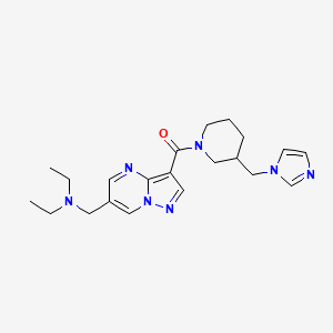 molecular formula C21H29N7O B5439038 N-ethyl-N-[(3-{[3-(1H-imidazol-1-ylmethyl)piperidin-1-yl]carbonyl}pyrazolo[1,5-a]pyrimidin-6-yl)methyl]ethanamine 